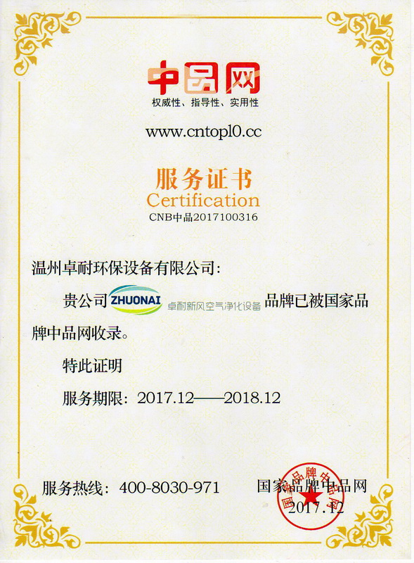 卓耐環(huán)保榮獲《中品網(wǎng)》權威性、指導性、實用